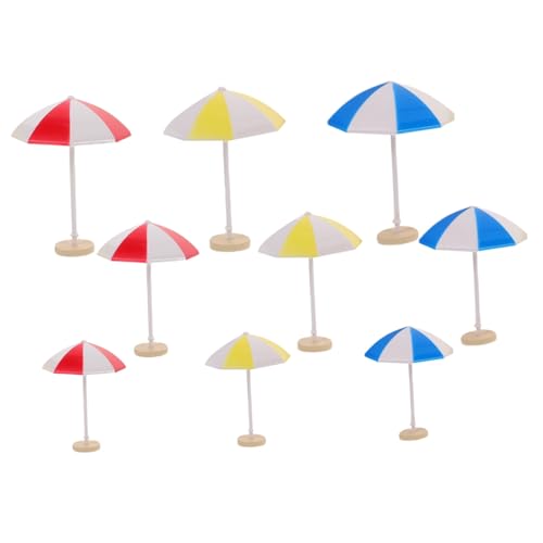HANABASS 9 Stück Teiliges Mini Sonnenschirm- Bunte Miniatur-strandschirme in DREI Dekoratives Puppenhaus-zubehör für Mikrolandschaften Feengärten und Sandtisch-Dekoration von HANABASS