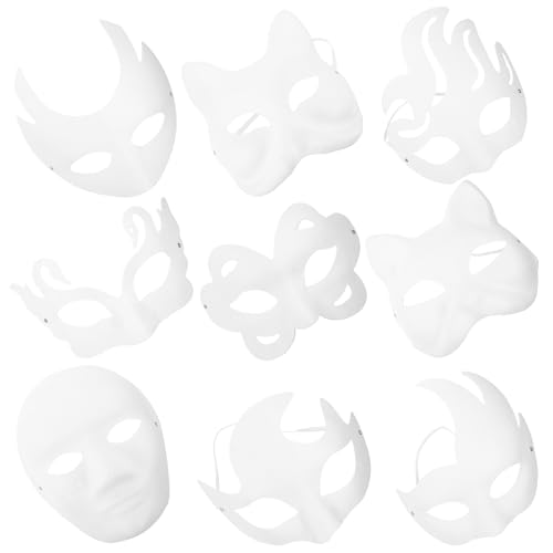 HANABASS 9Stücke DIY Leere Papiermasken zum Bemalen Weiße Zellstoffmasken für Kostümpartys Modenschauen Hochzeiten und Kreative Malkurse Männer Katzen und Tierdesigns HANABASS 9Stücke DIY Leere Papiermasken zum Bemalen Weiße Zellstoffmasken für Kostümpartys Modenschauen Hochzeiten und Kreative Malkurse Männer Katzen und Tierdesigns von HANABASS