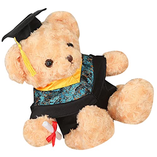 HANABASS Abschluss Bär Plüschtier mit Niedlichem Design Perfektes für Graduierungen Kindergarten und Schulabschlüsse für Kinderzimmer und Dekoration Gelbes Halsband von HANABASS