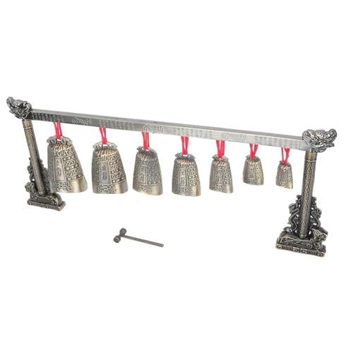 HANABASS Antike Chinesische Metallklangspiele Deko Einzelnes Schlaginstrument mit Musterverzierung und Klanghammer Antikes Percussion Ornament für Schreibtisch und Innenbereich von HANABASS