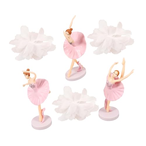 HANABASS Ballerina Kuchendekoration Set Teiliges Elegantes Tortenzubehör mit Rosa Ballerina Figuren und Rosa Blütenblättern für Geburtstagsfeiern und Anlässe von HANABASS