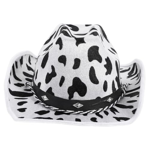 HANABASS Cowboyhut mit Kuhmuster Unisex Western Hut für Kostüm Verkleidungspartys Hochwertiges Accessoire für Hochzeit Karneval Halloween und Themenveranstaltungen von HANABASS