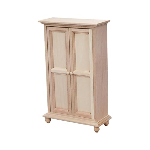 HANABASS DIY Puppenhaus Kleiderschrank aus Holz Realistisches Mini Möbelstück für Schlafzimmer Dekoration Sicherer und Tragbarer Miniatur Schrank für Kinderzimmer Zubehör von HANABASS