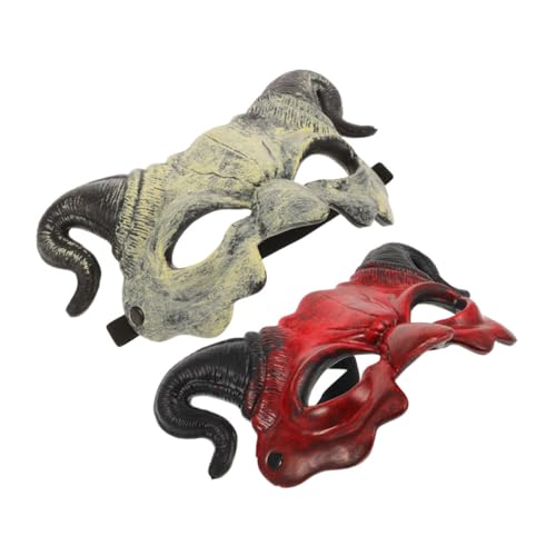 HANABASS Devil Half Mask mit Hörnern Leichte Kompakte Halloween Maske im Ziegen-Teufel Design Gruseliges Cosplay Zubehör für Party Bühne und Karneval Unisex Rot und Weiß HANABASS Devil Half Mask mit Hörnern Leichte Kompakte Halloween Maske im Ziegen-Teufel Design Gruseliges Cosplay Zubehör für Party Bühne und Karneval Unisex Rot und Weiß von HANABASS