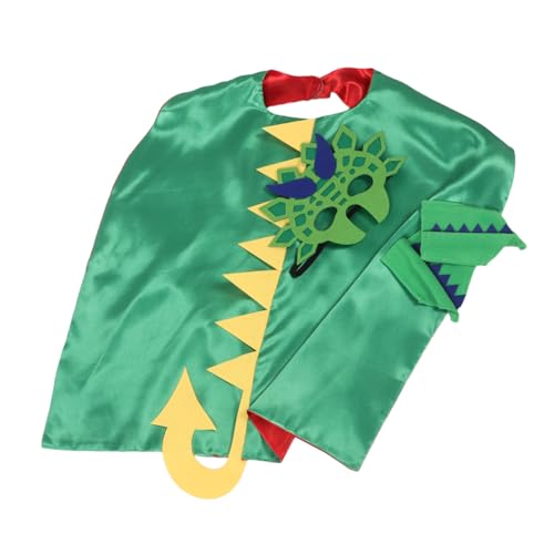 HANABASS Dinosaurierkostüm Für Kleinkinder Mit Maske Kapuzenumhang Aus Weichen Materialien Tragbar Für Halloween Cosplay Und Party Grün von HANABASS