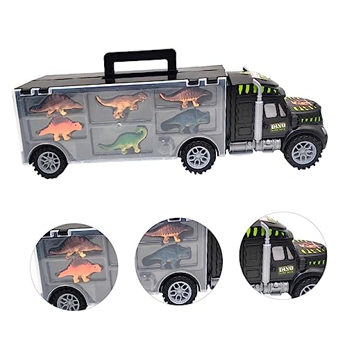 HANABASS Dinosaurier Transporter LKW mit Dinosaurierfiguren Tragbarer Dino Autoanhänger für Spiel Lernen und im Freien von HANABASS