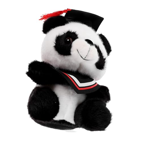 HANABASS Doktor Panda Puppe Abschlussplüschpanda Bequeme Panda-Puppe Plüsch-Panda-Puppe Abschluss-Kuscheltiere Panda Kuscheltier bequemes Stofftier Baumwolle rot von HANABASS