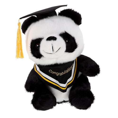 HANABASS Doktor Panda Puppe gefüllter Panda Abschlusshut Plüschpanda Plüschspielzeug Abschlussbär Puppe Bequeme Panda-Puppe Plüsch-Panda- Baumwolle Yellow von HANABASS