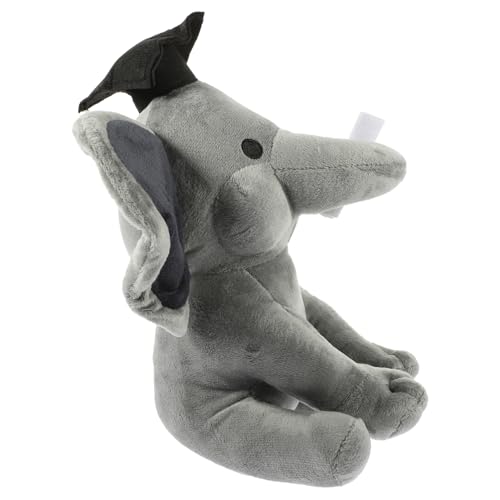 HANABASS Elefant Puppe 2023 Abschlusselefant Riese groß Abschluss Elefant Plüsch Absolvent Elephant Stoffed Toy entzückender Zeichentrickelefant Stofftier Elefant PP Baumwolle Grau von HANABASS