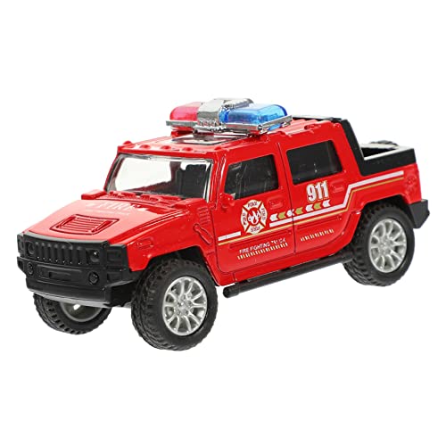 HANABASS Feuerwehrauto zurückziehen Spielzeuglastwagen für LKW pädagogisches Feuerwehrauto- realistisches Feuerwehrauto simuliertes Feuerwehrauto Abs rot von HANABASS