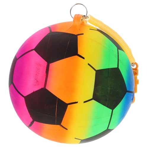 HANABASS Fußball mit Federseil Aufblasbar und Leicht für Draußen für Kindergarten und Vorschulspiele Farbenfrohes Design für Spielspaß Praktischer Tragegriff von HANABASS