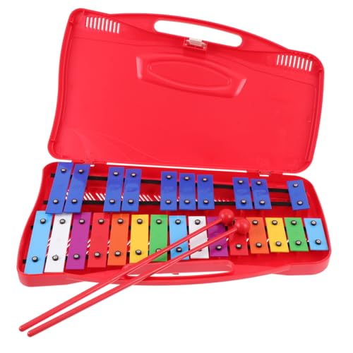HANABASS Glockenspiel Töne Buntes Percussion Musikinstrument Lernspielzeug für Musikalische Früherziehung und Entwicklung Pädagogisches für Kleinkinder Rot von HANABASS