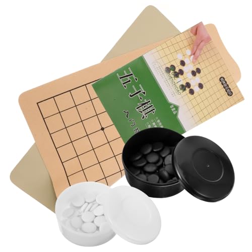 HANABASS Go Schach aus Hochwertigem Holz Faltbares Schachbrett mit Schwarzen und Weißen Figuren Robustes Lernspielzeug für Erwachsene für Familie und Training von HANABASS