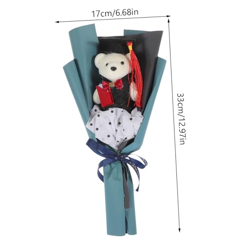 HANABASS Graduierungsbär Blumenstrauß Niedlicher Plüschbär als Chic Dekoration und für Abschlussfeier Fotorequisit und Party Dekoration Mini in Blau von HANABASS