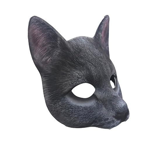 HANABASS Halbgesichts Katzenmaske Cosplay Blau Lustiges Katzenmotiv Unisex Atmungsaktiv Für Halloween Karneval Party Maskerade von HANABASS