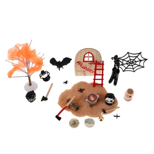 HANABASS Halloween Miniaturen Mini Horror Figuren und Dorfdekorationen für Puppenhaus Vielseitige Mini Halloween Deko für Feengarten Gruselige Szene von HANABASS