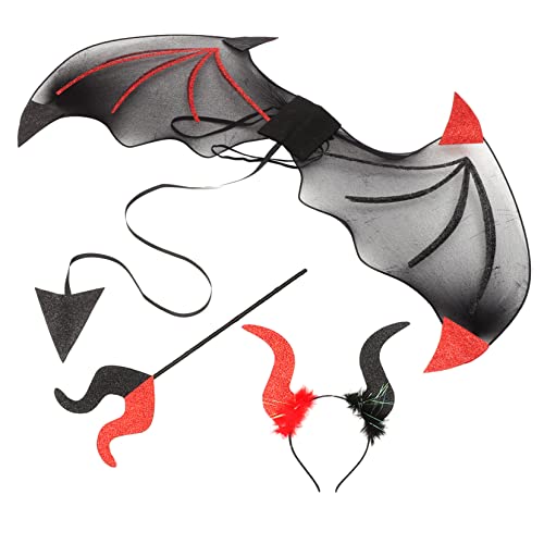 HANABASS Halloween Teufel Kostüm Set Teilig Rot Schwarz Leichtes Cosplay Zubehör für Damen Herren Teens Festliche Verkleidung für Party Bühnenauftritte von HANABASS
