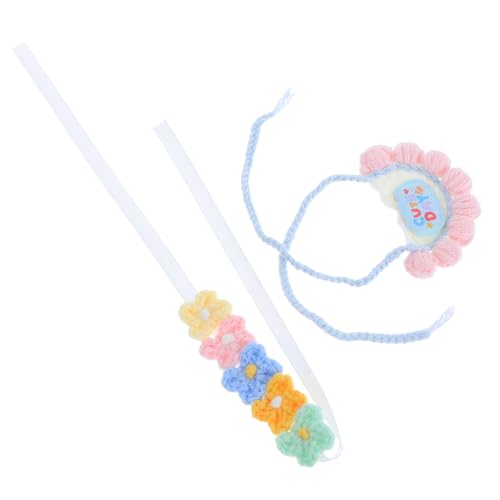 HANABASS Handgestricktes Puppenhalstuch und Blumenstirnband Weiche Wiederverwendbare Accessoires für Kuscheltiere Babypuppen Dekorative Sammlerfiguren für Mädchen von HANABASS