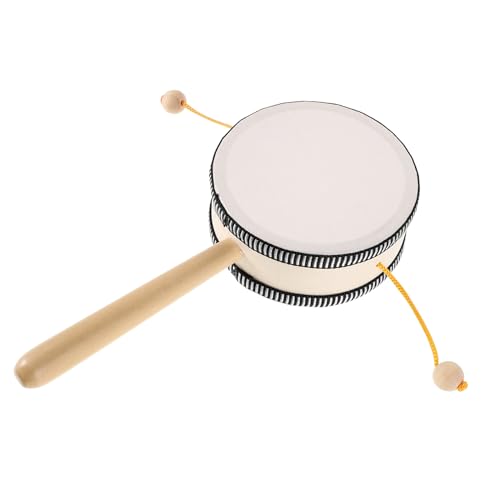 HANABASS Handwellentrommel Kleinkindtrommel Handtrommel Musikinstrument Rhythmusstöcke aus Holz Rasseltrommel Schlaginstrument Trommelspielzeug chinesische Rasseltrommel Stoff von HANABASS