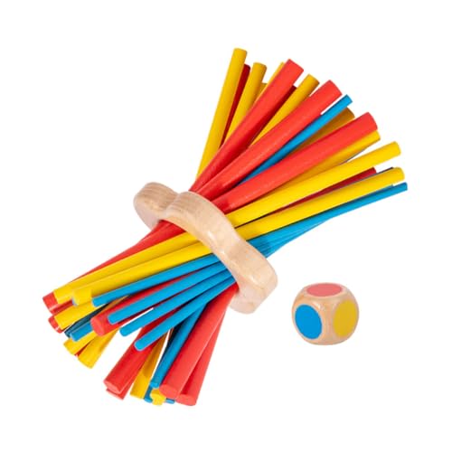 HANABASS Holz Balance Stäbchen Spiel mit Bunten Farben Montessori Lernspielzeug für Fördert Feinmotorik Konzentration und Farberkennung Familienspiel für Geschicklichkeit und Geduld von HANABASS