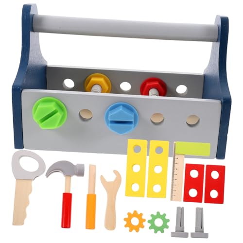 HANABASS Holz DIY Werkzeugspielzeug für Kleinkinder Pädagogisches Montessori Lernspielzeug Leichtes Handliches Handwerksset mit Hammer Schraubenschlüssel Lineal Kreatives für Jungen und von HANABASS
