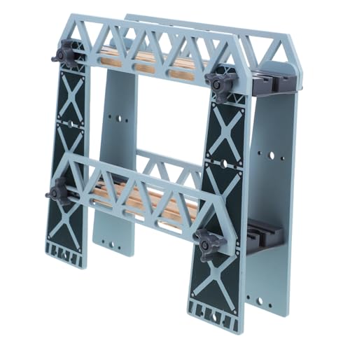 HANABASS Holz Eisenbahn Brücke für Abnehmbar Doppeltstöckige Schienenbrücke Robustes Holz Zubehör für Holzschienenset Fördert Kreatives und Logisches Denken von HANABASS