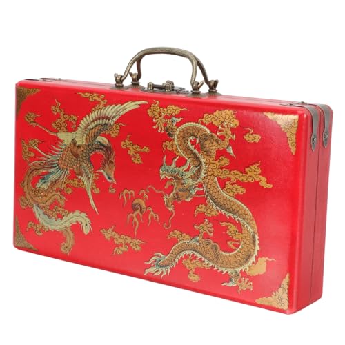 HANABASS Holz Mahjong Aufbewahrungsbox mit Deckel Mehrzweck Lidded Storage Box für Mahjong und Kleinteile Robuste Box mit Abgerundeten Kanten Vielseitig Einsetzbar für Zuhause Geschäft und von HANABASS