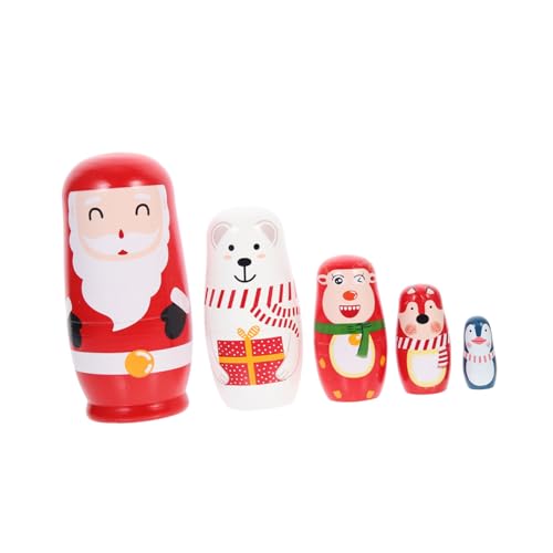HANABASS Holz Nistpuppen Lagig Weihnachtsmann Russisch Handbemalt Stapelspielzeug Weihnachtsdekoration HANABASS Holz Nistpuppen Lagig Weihnachtsmann Russisch Handbemalt Stapelspielzeug Weihnachtsdekoration von HANABASS