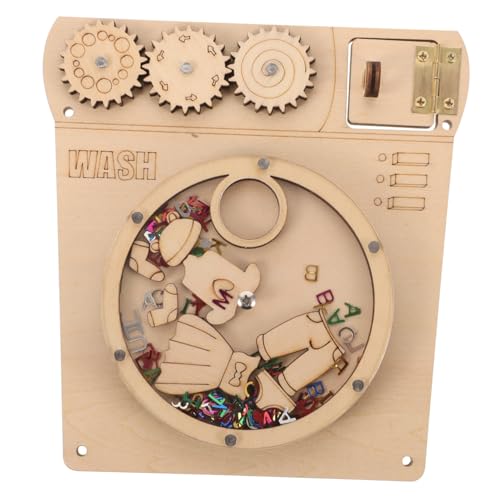 HANABASS Holz Waschmaschine mit Pailletten Montessori Sensorisches Aktivitätsbrett DIY Busy Board für Jahre Frühe Lernförderung Sicher und Handgefertigt von HANABASS