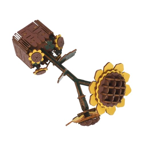 HANABASS Holzblumen Puzzle Sonnenblume DIY Bastelset für Erwachsene Desktop Deko Bonsai Modell Kreatives Pflanzen Bouquet für Wohn Arbeitszimmer von HANABASS