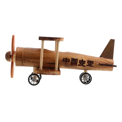 HANABASS Holzflugzeugverzierung Rustikale Holzdeko Holzflugzeug Deko Retro Flugzeug Modell Retro Flugzeug Dekoration Ebene Kleines Flugzeugspielzeug Flugzeugmodell hölzern Light Brown von HANABASS