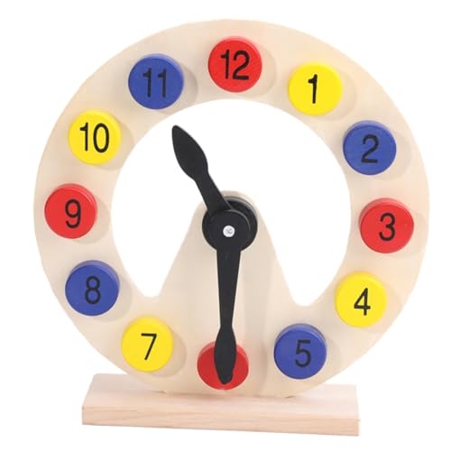 HANABASS Holzsortieruhr Lernspielzeug aus Premium Holz Bunte Digitale Kinderuhr mit Zahlen Form und Farbenerkennung Pädagogisches für Kleinkinder und Vorschulkinder von HANABASS