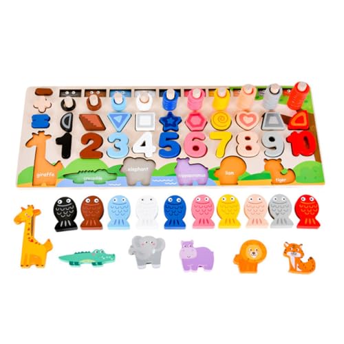 HANABASS Holzspielzeug Lernpuzzle in Matching Montessori Pädagogisch Sicher für Jungen Mädchen Motorik und Logischem Denken von HANABASS