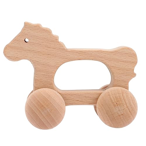 HANABASS Holzspielzeug für Kreatives Handgeführtes Trolley mit Tierischem Design Fördert Frühe Bildung und Motorische Fähigkeiten Ab Monaten von HANABASS
