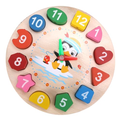 HANABASS Holzuhr Lernspielzeug mit Pinguinmotiv Sichere Kinderuhr zum Lernen der Uhrzeit Farbenfrohes Formpuzzle für Kleinkinder Jahre Langlebiges Holzspielzeug für Frühe Bildung und HANABASS Holzuhr Lernspielzeug mit Pinguinmotiv Sichere Kinderuhr zum Lernen der Uhrzeit Farbenfrohes Formpuzzle für Kleinkinder Jahre Langlebiges Holzspielzeug für Frühe Bildung und von HANABASS