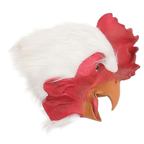 HANABASS Hühnerkopf Maske für Halloween Kostüm und Cosplay Realistische Tiermaske Einfarbig für Partys und Festlichkeiten Einheitsgröße Leicht Tragbar für Viele Anlässe von HANABASS