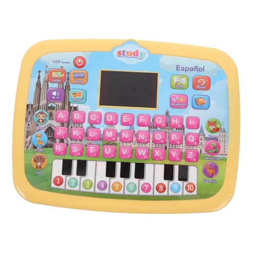 HANABASS Interaktives Spanisch lernpad mit LED Bildschirm für Bilinguales Lernspielzeug mit Vokabeln Zahlen und Buchstaben Multifunktionaler Tablet für Vorschulkinder Spielerisches Lernen von HANABASS