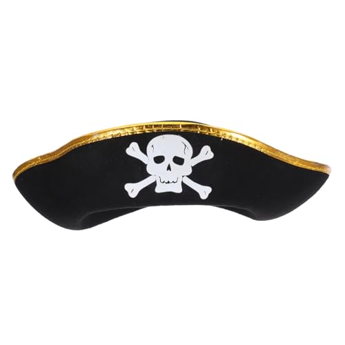 HANABASS Karneval Piratenhut Leichter Filz Dreieckshut mit Goldenem Rand Kreatives Kostümzubehör für Fasching Cosplay Mottoparty und Halloween Verkleidung HANABASS Karneval Piratenhut Leichter Filz Dreieckshut mit Goldenem Rand Kreatives Kostümzubehör für Fasching Cosplay Mottoparty und Halloween Verkleidung von HANABASS