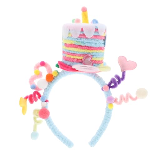 HANABASS Kindergeburtstags Stirnband Party Requisite Geburtstagskopf Krone Kuchenförmiges Stirnband Mädchenkuchen Geburtstags Stirnbänder Geburtstagstorte Haarband von HANABASS