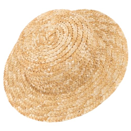 HANABASS Kleine Strohhutpuppe Miniatur Mädchen Strohhalme Korb Zubehör für Babypuppen Puppenhut Niedlicher Hut Handgemachter Hut Mini-Hut aus Strohgeflecht kleine hüte Khaki von HANABASS