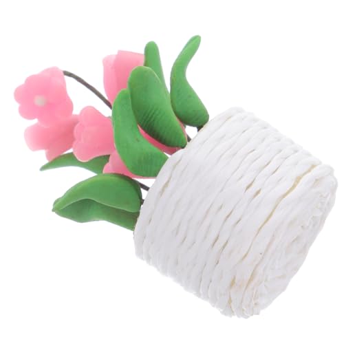 HANABASS Kleine Topfpflanze Für Puppenhaus Miniatur Töpfe Kleine Puppenstube Saftige Kleine Pflanzen Kunstpflanze Mikro Landschaftsaccessoire Kinderspielzeug Rosa Keramik von HANABASS