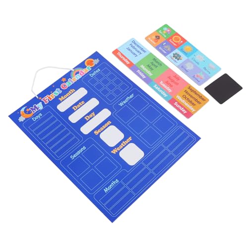 HANABASS Kognitiver Whiteboard Wetter- und Jahreszeitenkalender Kind Tageskalender lehrreich pädagogisches Lernen Hey Kalenderplatte Education Toy beschichtetes Papier Blau von HANABASS