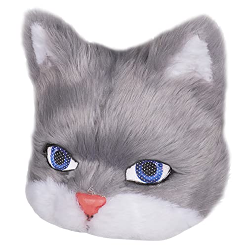 HANABASS Kuschelige Katzenmaske Halloween Tiermaske mit Elastischem Band für Fasching Karneval Maskerade Party Erwachsene von HANABASS