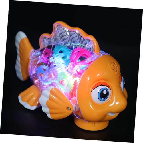 HANABASS Leuchtendes Transparentes fischspielzeug mit Musik Bewegliche Universalräder Interaktives Geräuschspielzeug für Kleinkinder Jahre Inklusive Schraubendreher Fördert von HANABASS