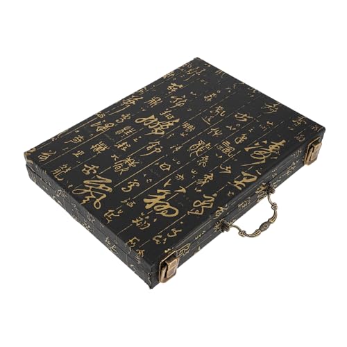 HANABASS Mahjong Aufbewahrungsbox aus Holz Rechteckige Organizer Box für Mahjong Steine Stilvolles Design mit Griff für Einfache Mitnahme zur Aufbewahrung von Brettspielen von HANABASS