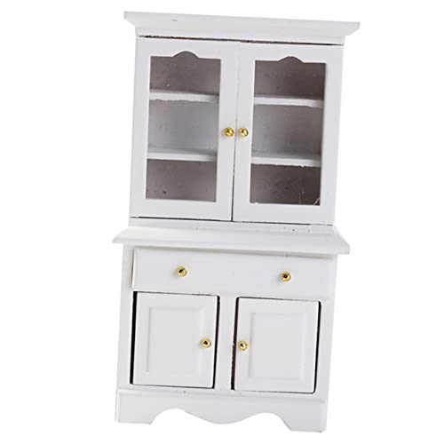 HANABASS Maßstab Holz Bücherregal Schrank Weiß DIY Dekoration für Puppenhaus Wohnzimmer Schlafzimmer Zubehör von HANABASS