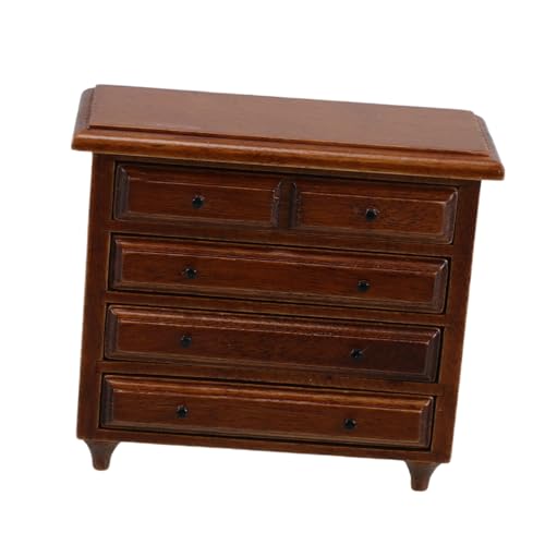 HANABASS Maßstab Retro Massivholz Kommode mit Schubladen für Wohnzimmer Schlafzimmer oder Küche Realistische Details Handgefertigt Vielseitig Einsetzbar von HANABASS