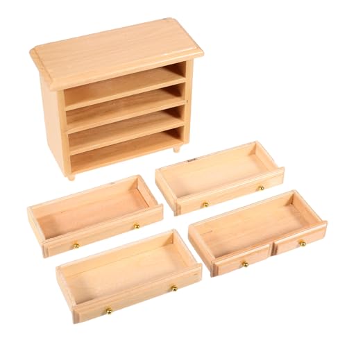 HANABASS Maßstab Solides Holz Möbel Mini Schubladenschrank für Puppenhaus Wohnzimmer und Schlafzimmer Authentische Puppenhausmöbel für Sammler von HANABASS