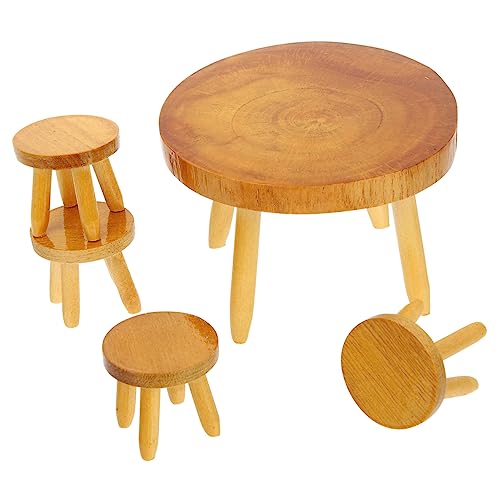 HANABASS Maßstab Vintage Puppenhaus Wohnzimmer Tisch Stühle Realistisches DIY Möbel Zubehör für Tiny House Dekoration und Raumgestaltung von HANABASS