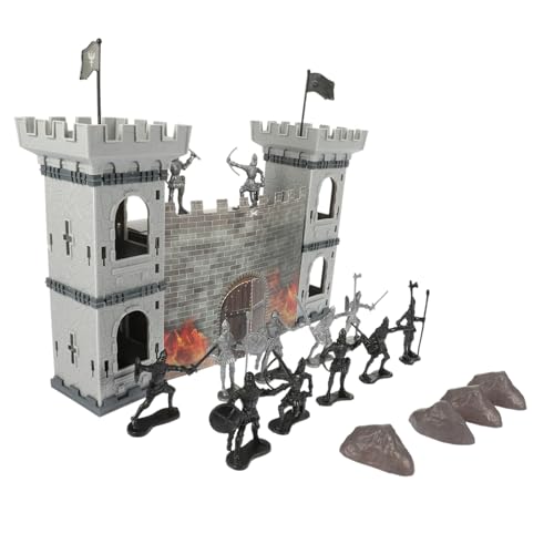 HANABASS Militärspielset Antikes Schlossmodell mit Soldatenfiguren und antiken Kriegswagen für Kreative Szeneriegestaltung und Fantasievolles Rollenspiel von HANABASS
